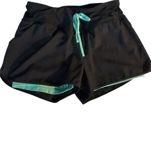 MPG Women's Black and Teal spandex shorts with built in fitted Shorts size XS